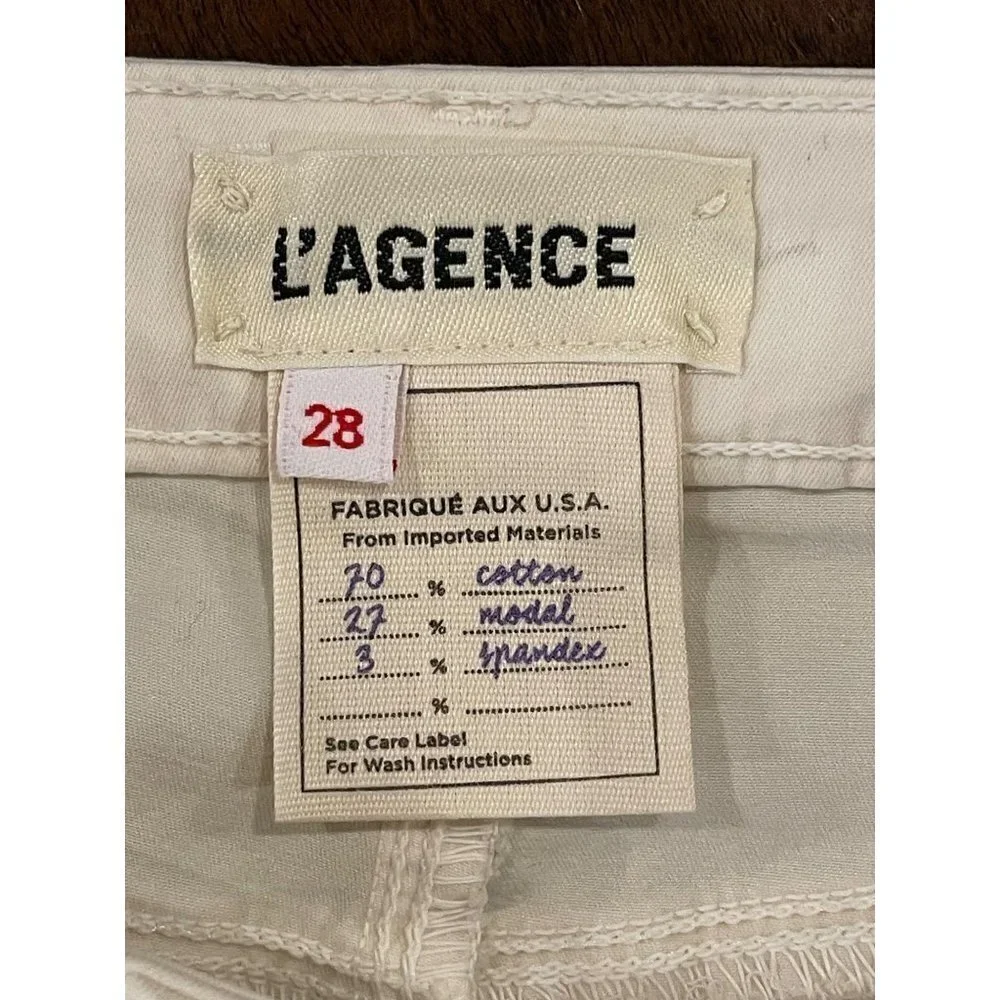 L'Agence White Margot Skinny High Rise Vintage‎ White Jeans Size 28
